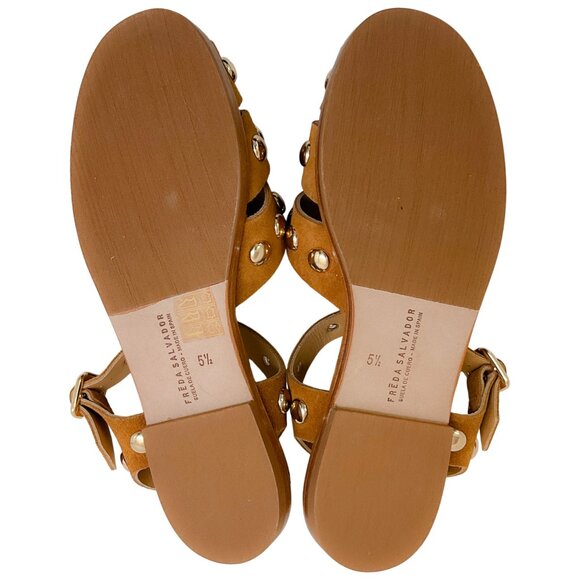 Freda Salvador Nut Brown Suede Sera Fisherman Sandals with Gold Studs - Picture 7 of 9